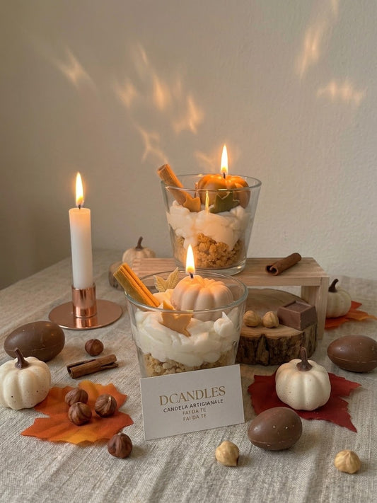 Candela Dessert in Vetro "Autunno Incantato" - Zucca & Cannella