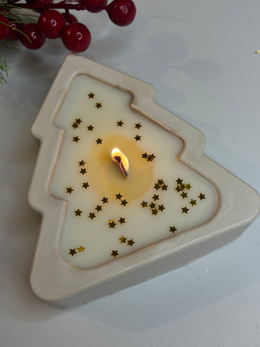 ✨ Porta Candela Natalizio in Gesso Artigianale: Abete Magico - Biscotti allo Zenzero