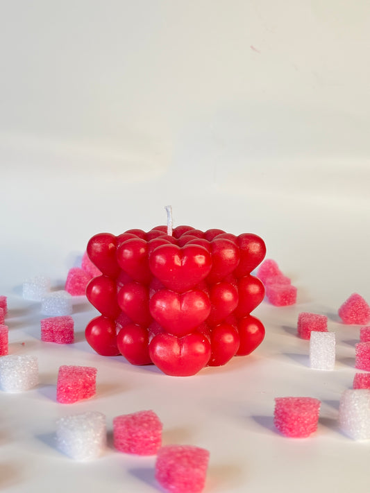 Candela Cubo di Cuori (Bubble Heart)