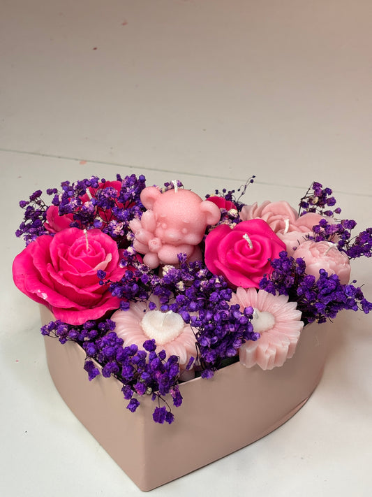 Box Cuore "Pink Bear & Lavender
